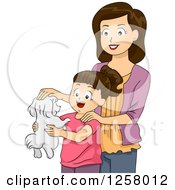 Poster, Art Print Of Happy Brunette White Mother Giving Her Daughter A Puppy