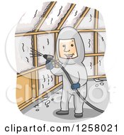 Poster, Art Print Of Happy Man Insulating A Wall With Foam