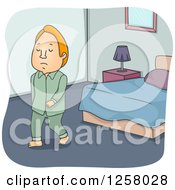Clipart Of A Red Haired White Man Sleep Walking Royalty Free Vector Illustration