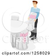 Young White Man Arranging Tables And Chairs At A Wedding Venue