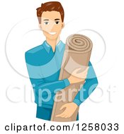 Poster, Art Print Of Young White Brunette Man Holding Insulation Foam