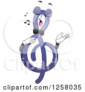 Clipart Of A G Clef Music Note Singing Royalty Free Vector Illustration