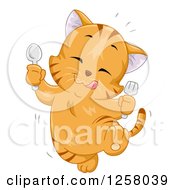 Poster, Art Print Of Happy Ginger Cat Jumping After Eating Something Tasty