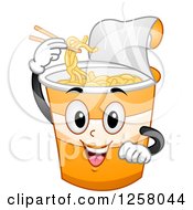 Poster, Art Print Of Happy Cup Of Noodles Character Using Chopsticks