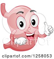 Clipart Of A Happy Stomach Character Holding A Thumb Up Royalty Free Vector Illustration by BNP Design Studio