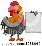 Poster, Art Print Of Cute Rooster Holding Up A Blank Sign