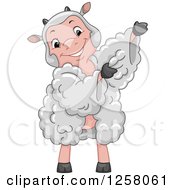 Poster, Art Print Of Cute Happy Sheep Wearing A Wool Dress