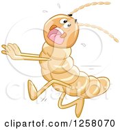 Clipart Of A Scared Termite Running And Screaming Royalty Free Vector Illustration by BNP Design Studio