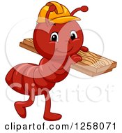 Clipart Of A Cute Carpenter Ant Carrying Lumber Royalty Free Vector Illustration by BNP Design Studio