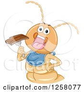 Hungry Termite Wearing A Big And Eating Wood