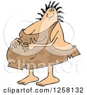 Clipart Of A Pregnant Cavewoman Holding Her Belly Royalty Free Vector Illustration