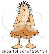 Clipart Of A Stubborn Chubby Cavewoman With Folded Arms Royalty Free Vector Illustration