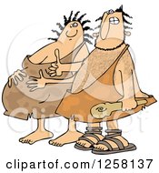 Clipart Of A Happy Expecting Pregnant Caveman Couple Royalty Free Vector Illustration