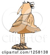 Clipart Of A Hairy Stubborn Caveman Standing With Folded Arms Royalty Free Vector Illustration