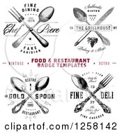 Clipart Of Vintage Crossed Silverware Restaurant Designs With Sample Text Royalty Free Vector Illustration