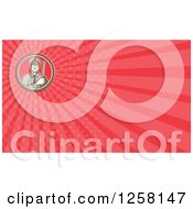 Clipart Of A Retro Red Police Man And Rays Business Card Design Royalty Free Illustration