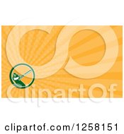 Clipart Of A Retro Cricket Batsman And Rays Business Card Design Royalty Free Illustration