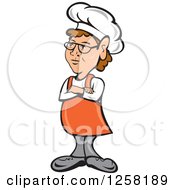 Clipart Of A White Female Chef Standing With Folded Arms Royalty Free Vector Illustration