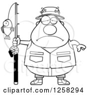 Poster, Art Print Of Black And White Sad Depressed Chubby Fisherman