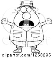 Poster, Art Print Of Black And White Scared Screaming Chubby Fisherman