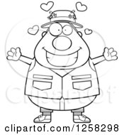 Poster, Art Print Of Black And White Loving Chubby Fisherman With Open Arms And Hearts