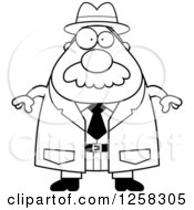 Clipart Of A Black And White Chubby Male Detective Royalty Free Vector Illustration