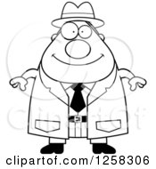 Clipart Of A Black And White Happy Chubby Male Detective Royalty Free Vector Illustration