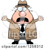 Poster, Art Print Of White Scared Screaming Chubby Male Detective