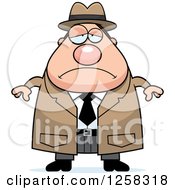 Poster, Art Print Of White Sad Depressed Chubby Male Detective