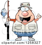 Clipart Of A White Happy Chubby Male Detective Holding A Pistol Royalty Free Vector Illustration