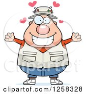 Poster, Art Print Of White Loving Chubby Fisherman With Open Arms And Hearts