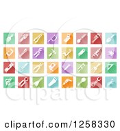 Poster, Art Print Of Colorful Square Tiles With White Tool Icons
