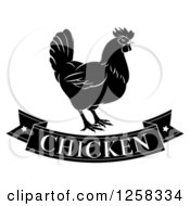 Clipart Of A Black And White Chicken Banner And Hen Royalty Free Vector Illustration