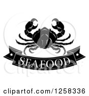 Poster, Art Print Of Black And White Seafood Banner And Crab