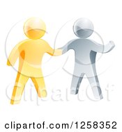 Poster, Art Print Of Handshake Between 3d Gold And Silver Men With One Guy Gesturing