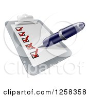 Poster, Art Print Of Pen Checking On Items On A Clipboard