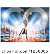 Clipart Of A Brunette Latina Female Celebrity Posing On A Red Carpet Royalty Free Vector Illustration