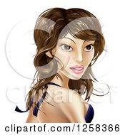 Clipart Of A Brunette Latina Female Celebrity Looking Over Her Shoulder Royalty Free Vector Illustration
