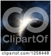 Clipart Of A 3d Sun Shining Around Earth Royalty Free Illustration