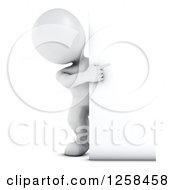Clipart Of A 3d White Man Presenting A Sign Royalty Free Illustration by KJ Pargeter