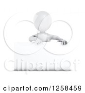 Clipart Of A 3d White Man Pointing Down At A Sign Royalty Free Illustration