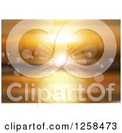 Clipart Of A Burst Of Sunshine Over A Beach Royalty Free Vector Illustration