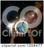 Poster, Art Print Of 3d Human Hands Over Planet Earth And Outer Space