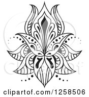 Poster, Art Print Of Black And White Henna Lotus Flower