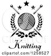 Poster, Art Print Of Black And White Knitting Needles And Yarn Over Text With Stars
