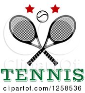 Poster, Art Print Of Ball And Stars Over Crossed Tennis Rackets And Text