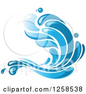 Clipart Of A Blue Ocean Surf Wave Royalty Free Vector Illustration