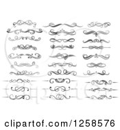 Clipart Of Black And White Swirl Rule Divider Border Design Elements Royalty Free Vector Illustration