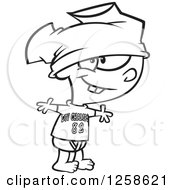 Black And White Cartoon Boy Wearing Pants On His Head