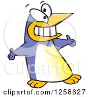 Poster, Art Print Of Periwinkle Cartoon Welcoming Penguin With Open Arms